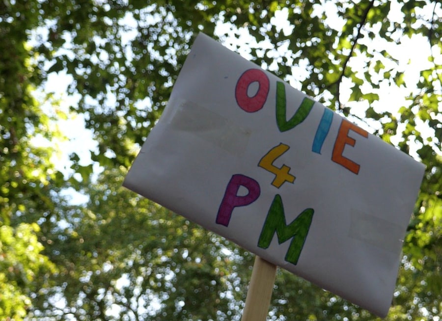 ‘Ovie 4 PM’ sign at Fck Gvt Fck Boris march 3