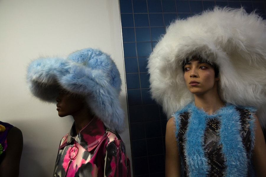 Backstage at the AW20 Central Saint Martins MA fashion show 1