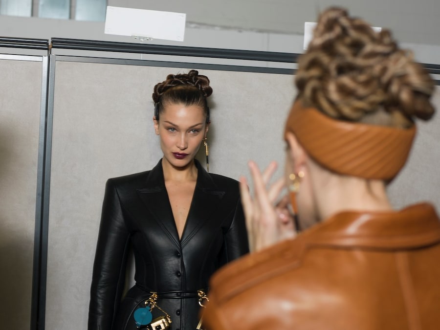 Backstage at the AW20 Fendi fashion show Bella Gigi Hadid 4 3