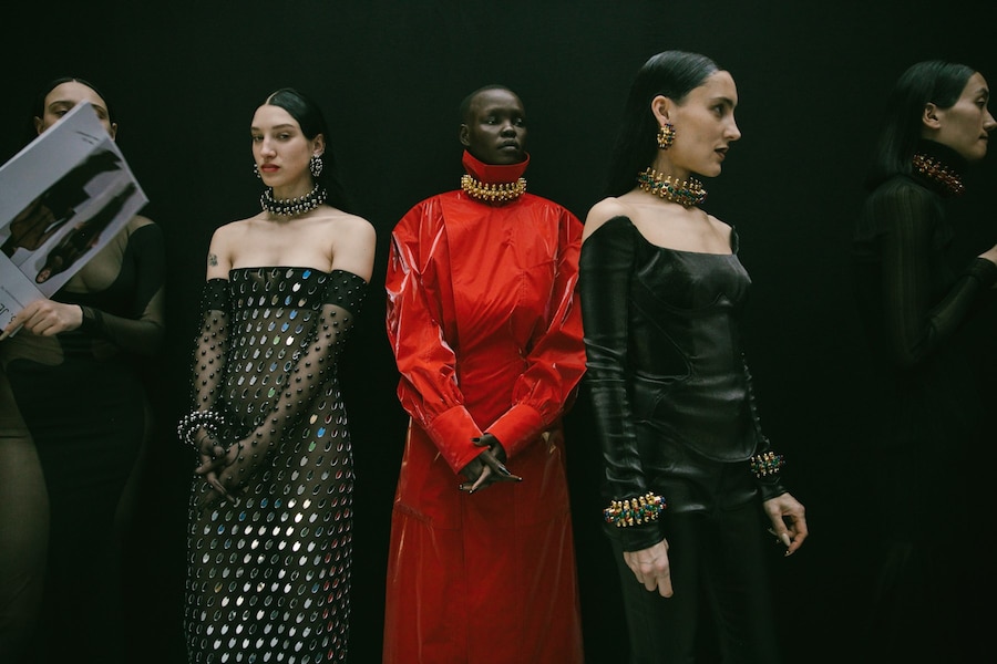 Backstage at the AW20 Mugler fashion show 27 26