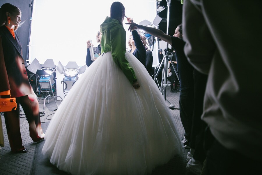 Backstage at the Off-White AW20 fashion show 11 10