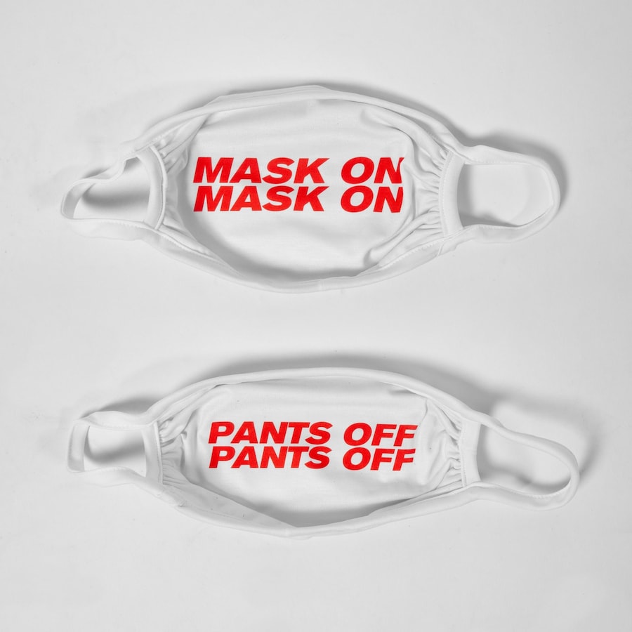 “MASK ON/PANTS OFF” Reversible Mask (White) 1