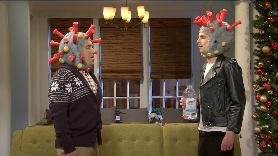 Timoth&#233;e Chalamet as the coronavirus on SNL 3