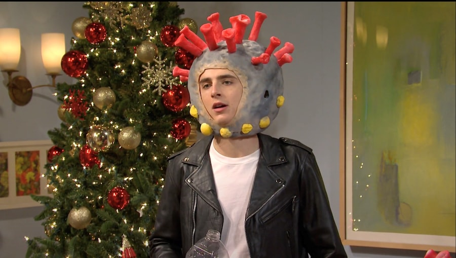 Timoth&#233;e Chalamet as the coronavirus on SNL 4
