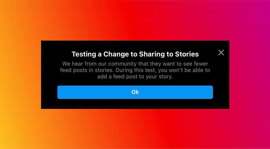 Instagram feed sharing ban