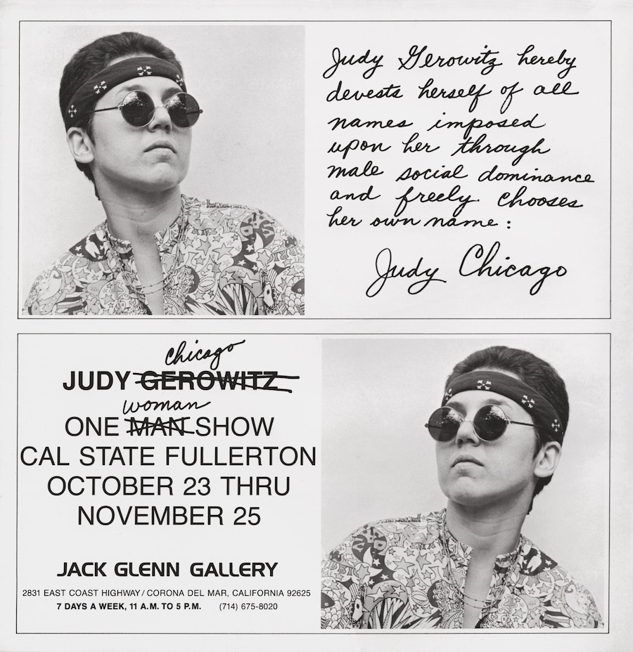 Judy Chicago Name Change Ad Artforum Oct 1970 0