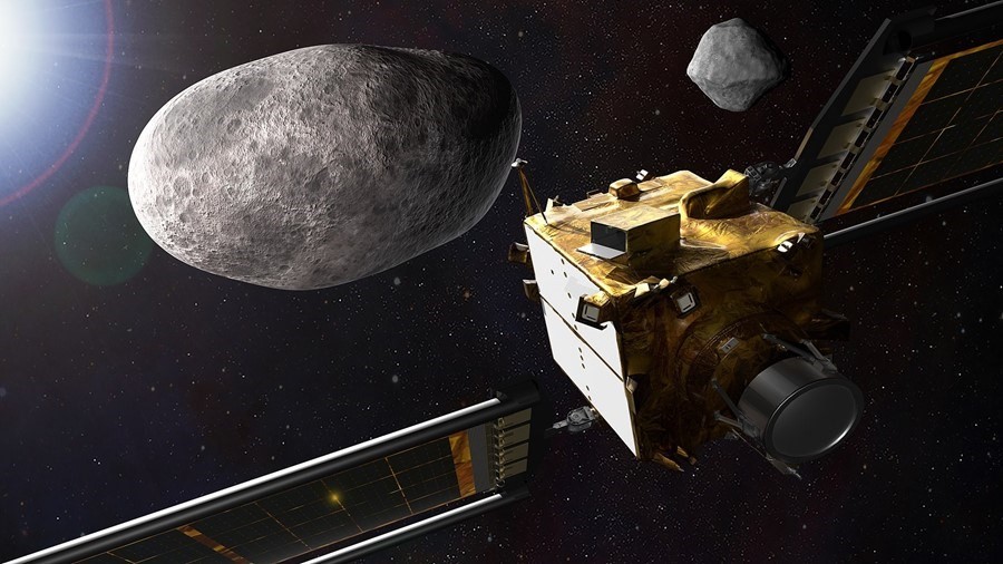 DART mission illustration, asteroid Dimorphos