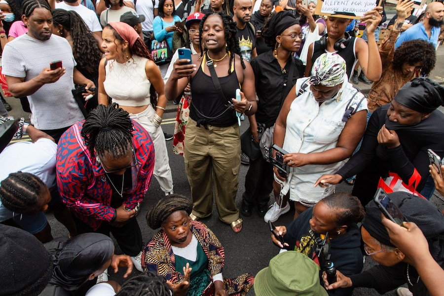 Protesters outside Peckham Hair and Cosmetics 2