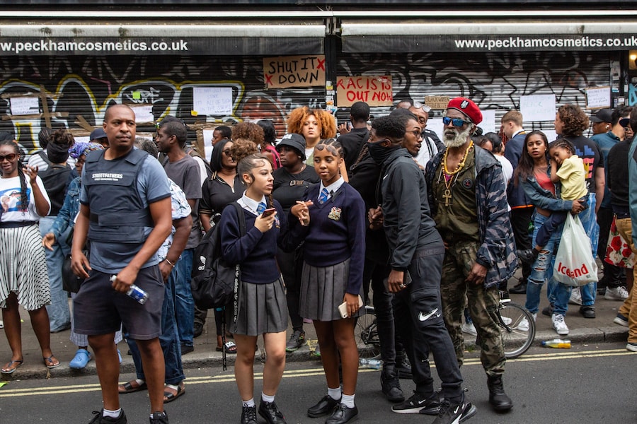 Protesters outside Peckham Hair and Cosmetics 8