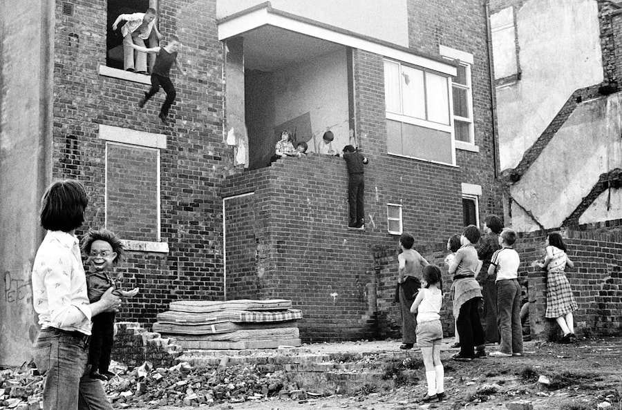 Tish Murtha, “Kids Jumping On To Mattresses” 3