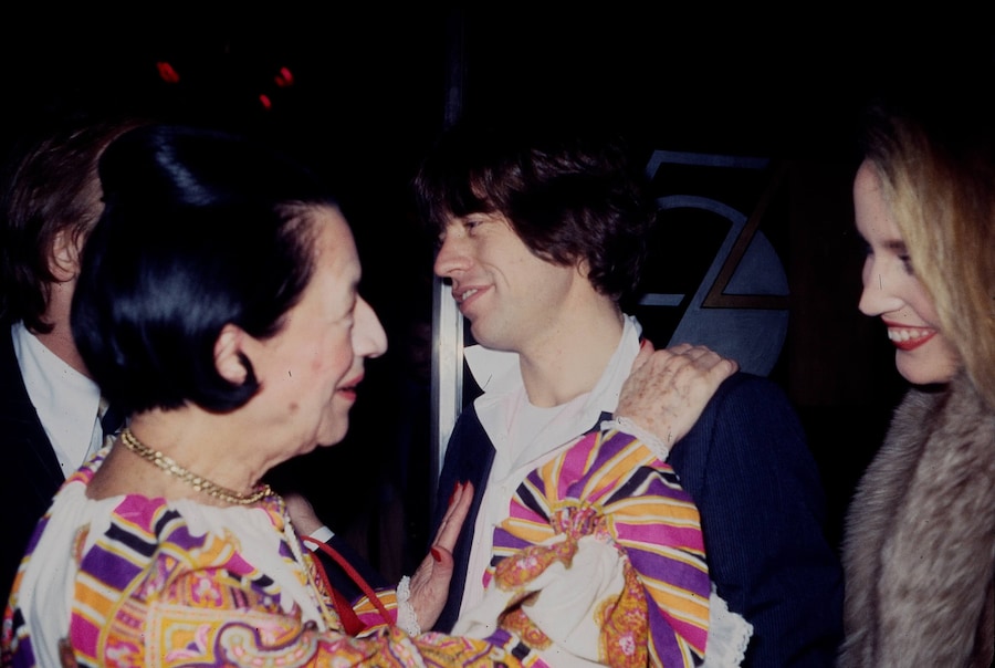 View of Diana Vreeland, Mick Jagger and Jerry Hall at Studio 8