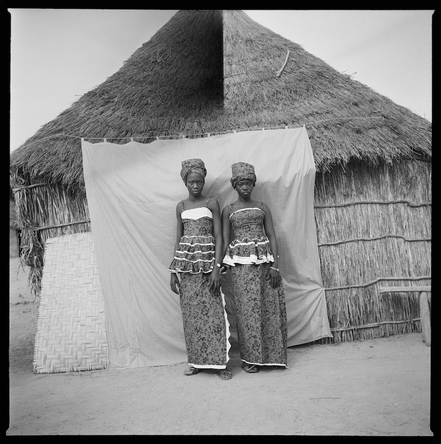 Oumar Ka, Untitled (Two Women with Thatched Roof H 19