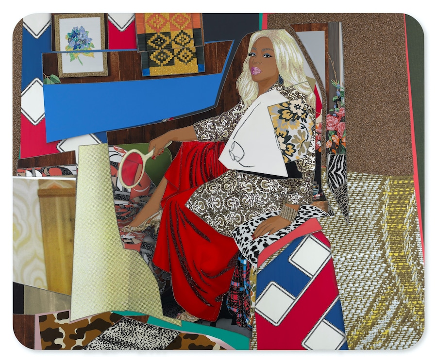 Mickalene Thomas, Din avec la main dans le miroir 0