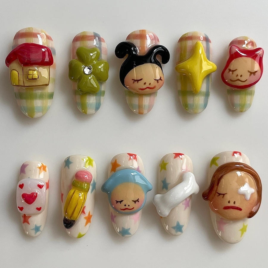 Yoshitomo Nara-inspired nail art 6