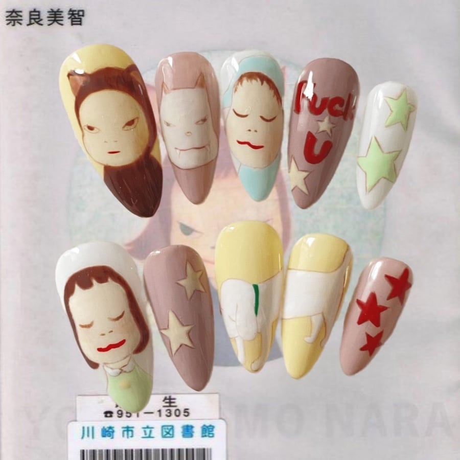 Yoshitomo Nara-inspired nail art 7