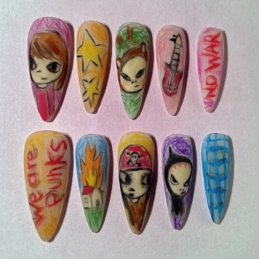 Yoshitomo Nara-inspired nail art 9