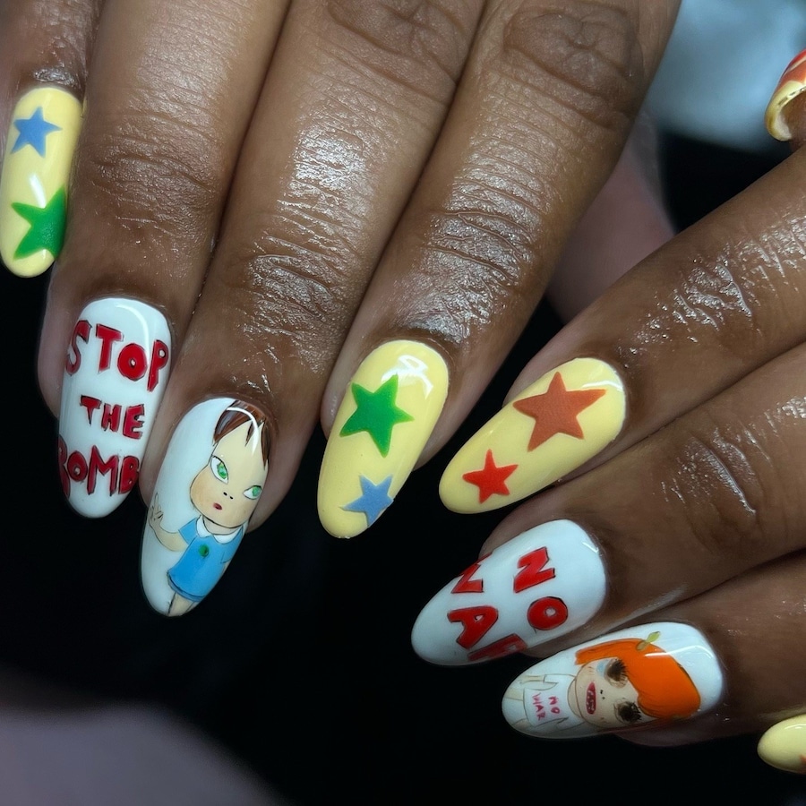 Yoshitomo Nara-inspired nail art 0