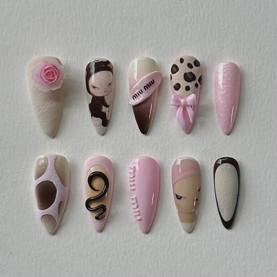 Yoshitomo Nara-inspired nail art 13
