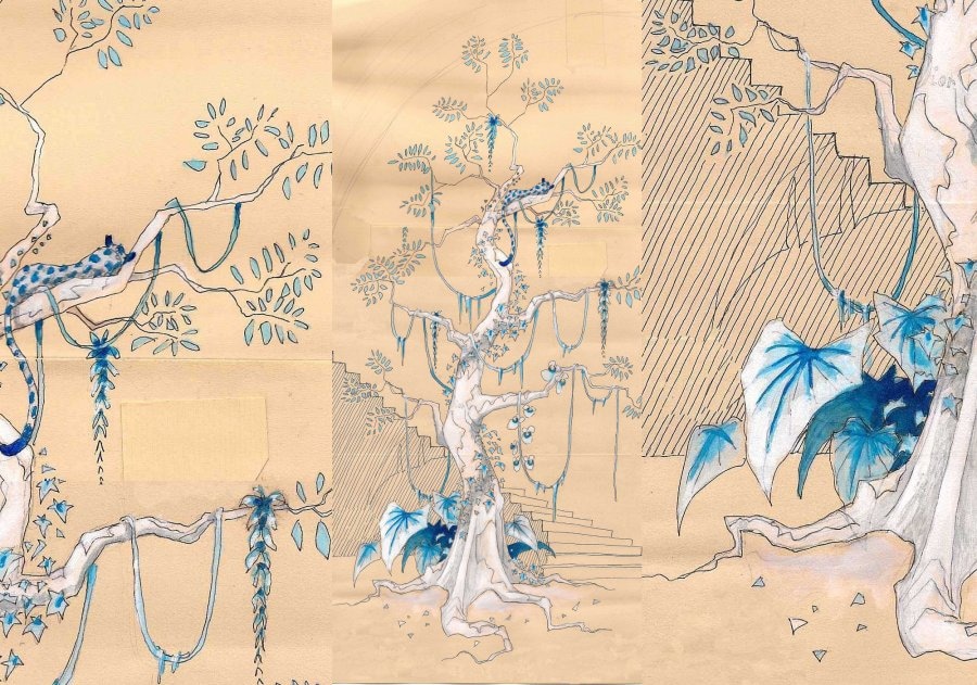 Sketch of the Claridges Christmas tree by John Gal