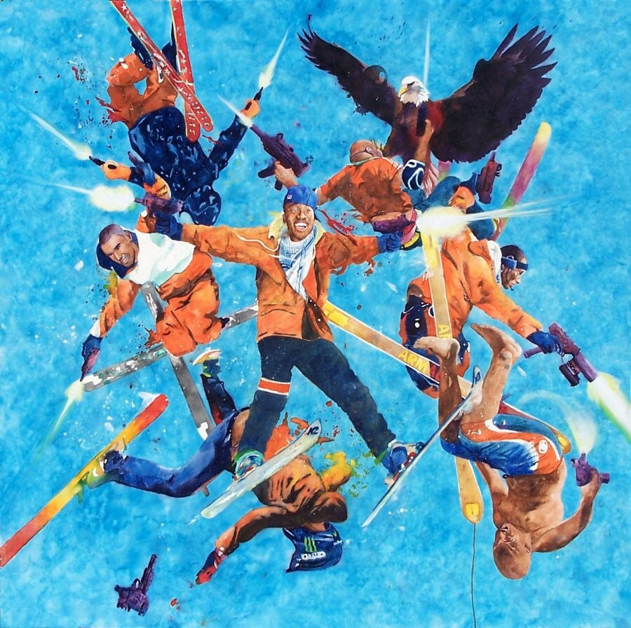 "New Fall Line Up." 2009 Watercolor on Canvas 3
