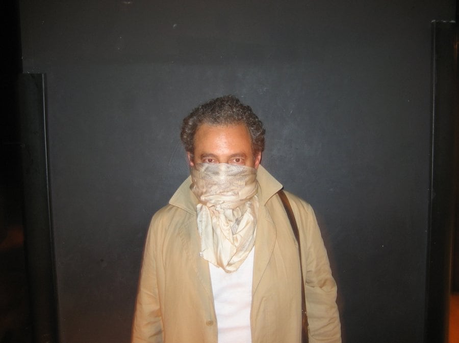 Jean Touitou fighting swine flue with Hermes mask 26