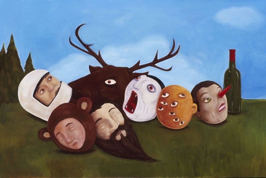 .&quot;hanging with the gang&quot; oil on wood 2008
