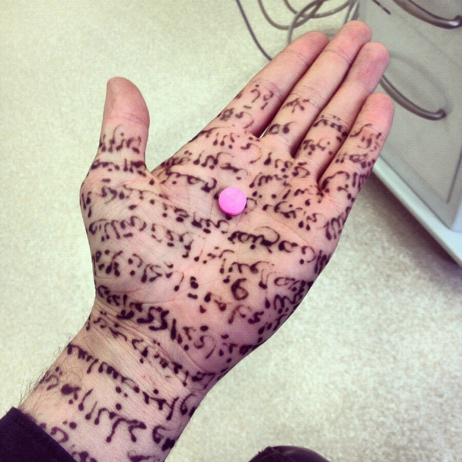 1) &quot;The pill you took is part of a trace program. 1