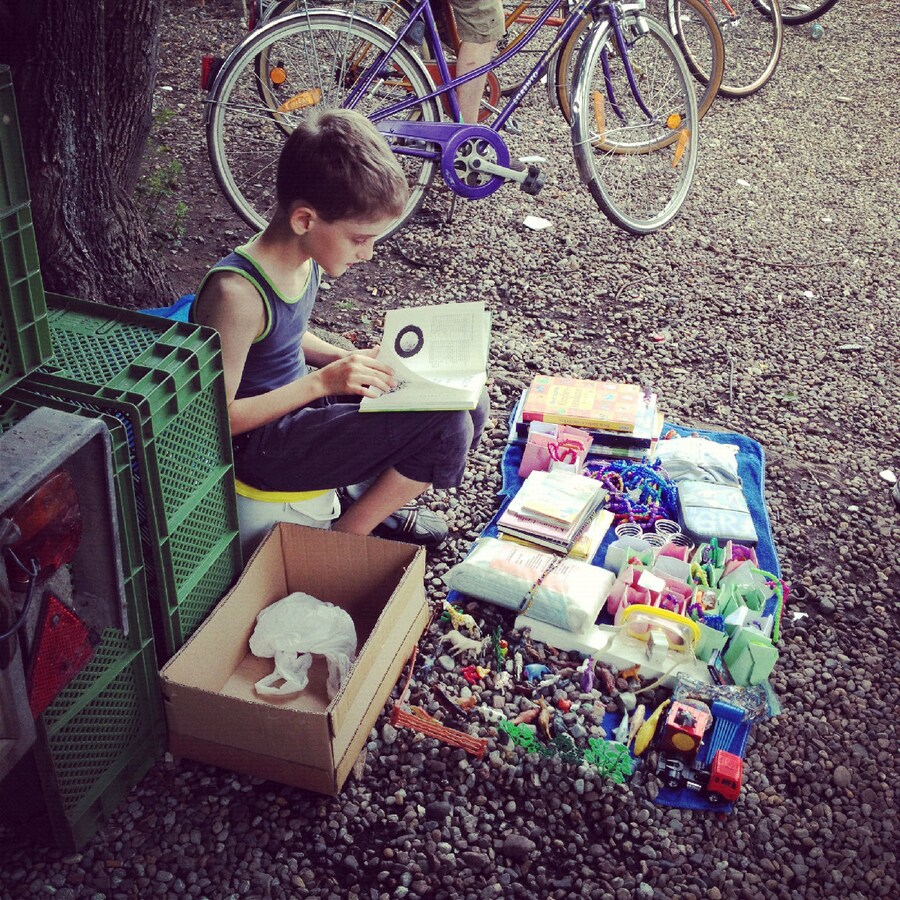 Berlin Mauerpark flea market. He got his booth nex 1