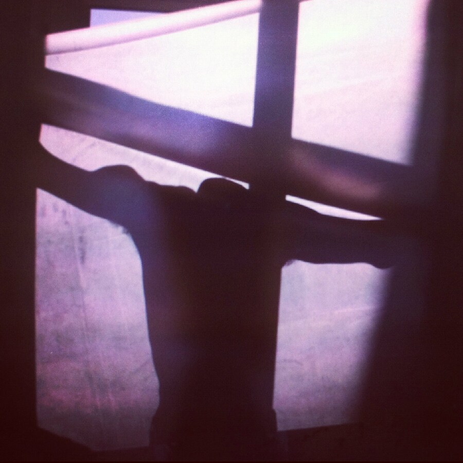 I took this as my friend was hanging up a sheet of 3
