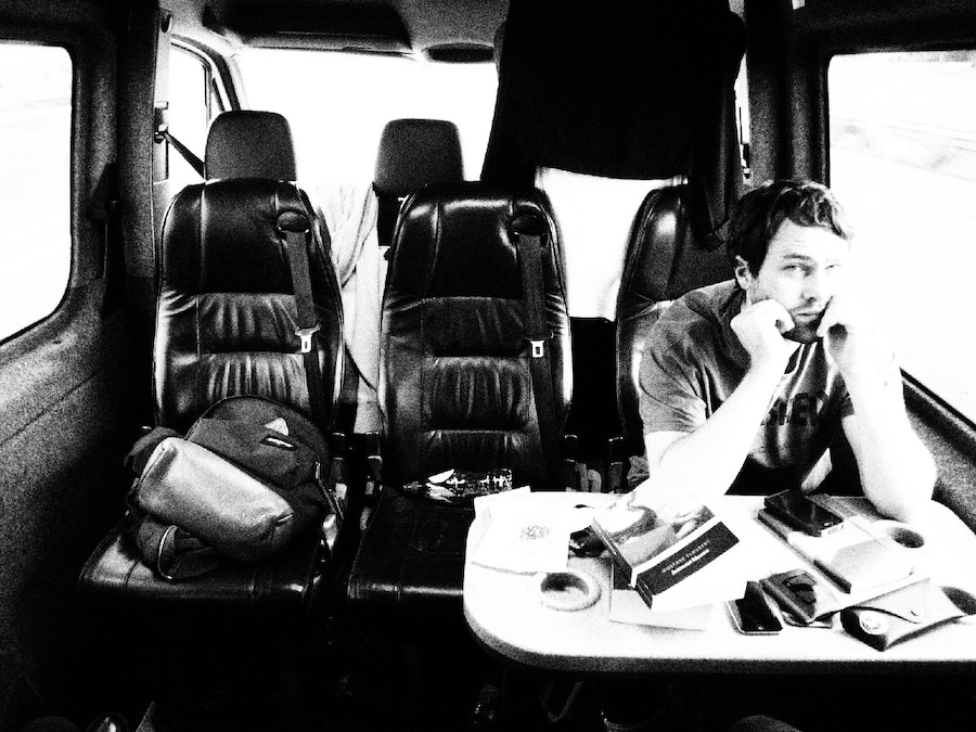  Joel on the journey to Cardiff. 18