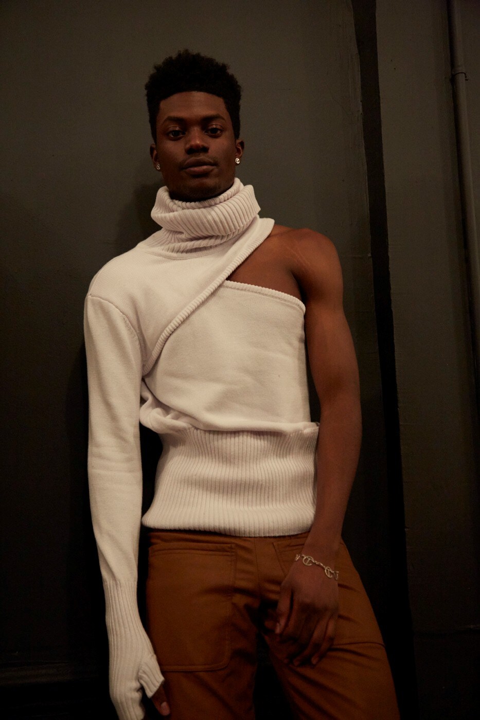 Telfar AW15 Backstage Dazed New York Asymmetric Turtleneck 