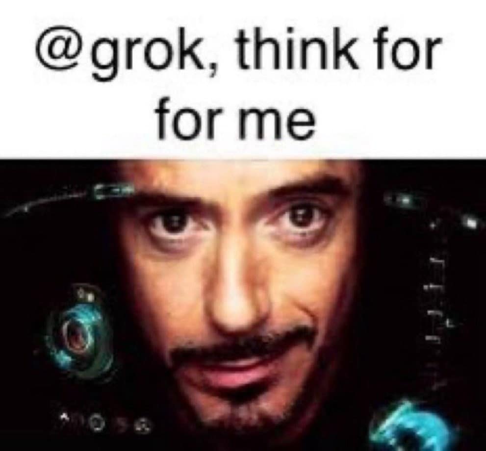 Grok, think for me meme